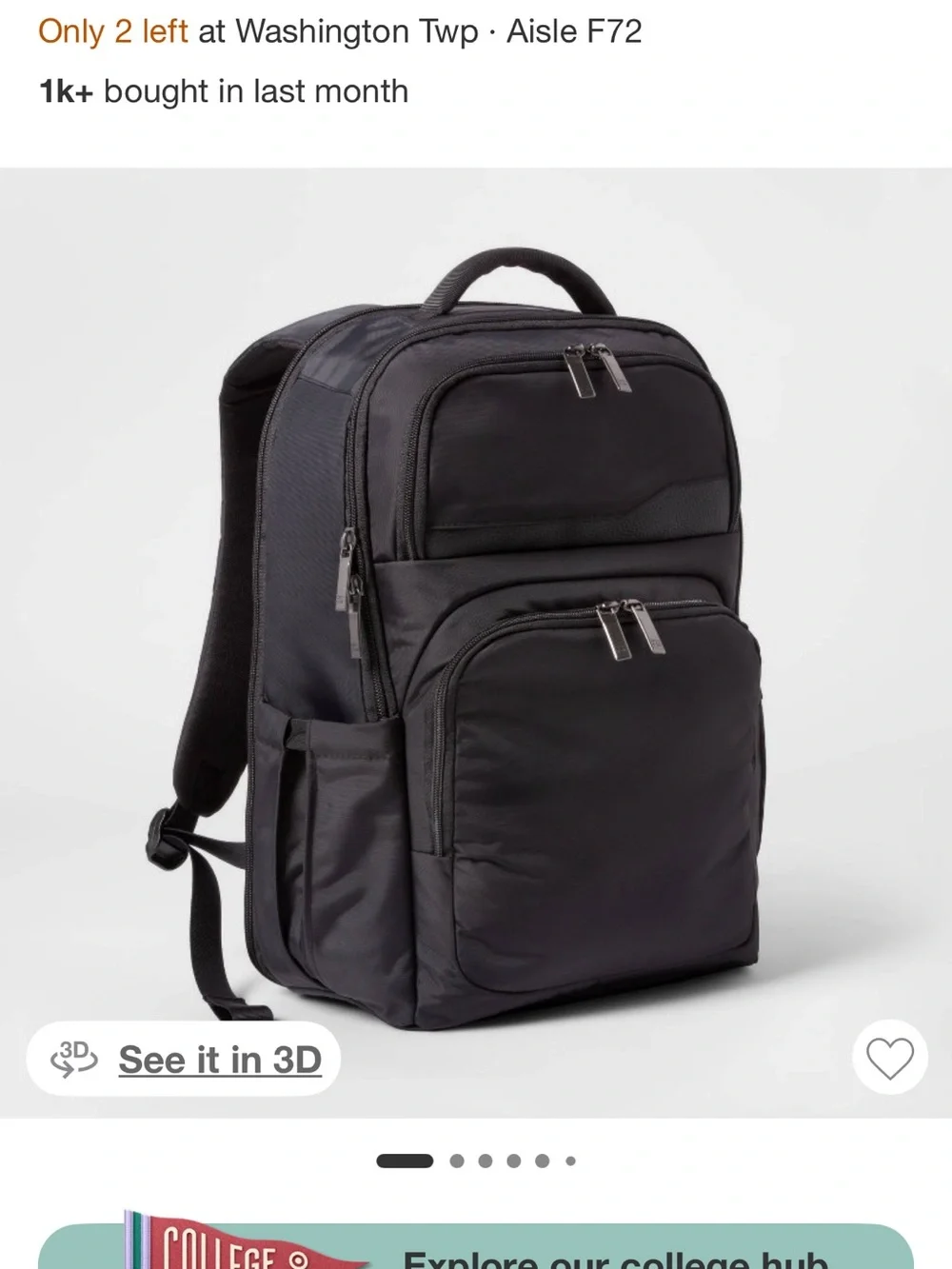 Signature day Black Multi‑Pocket Travel Backpack